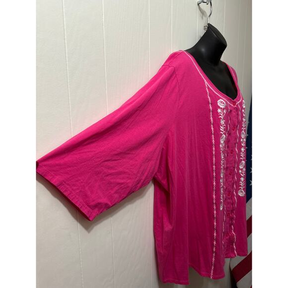 Roaman’s Plus Size 4X (34/36) Pink Blouse- Soft, Flowy with beautiful Embroidery - Picture 3 of 6